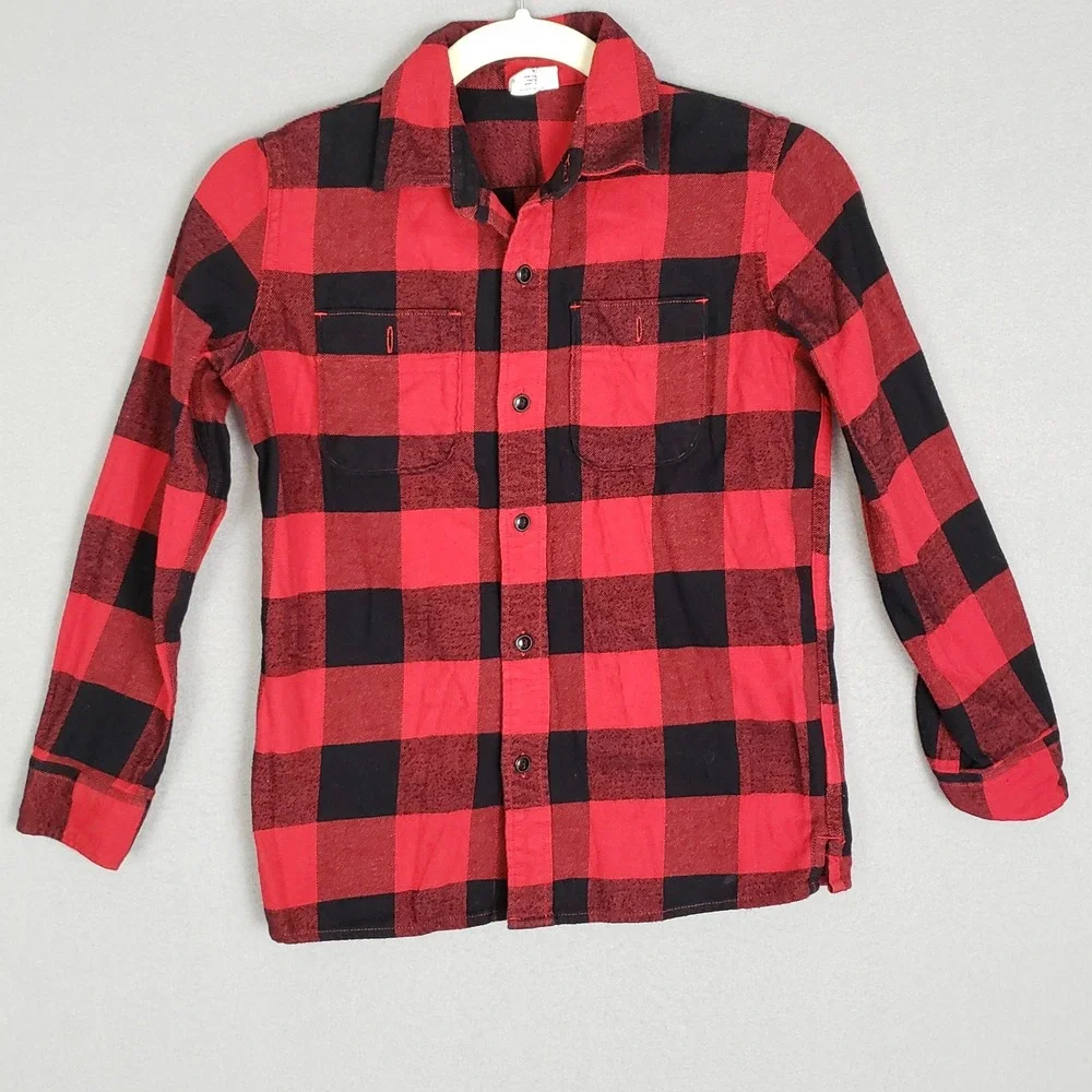 GAP‎ Kids Size M Buffalo Check Button Up Shirt Red Black Fall Plaid Lumberjack